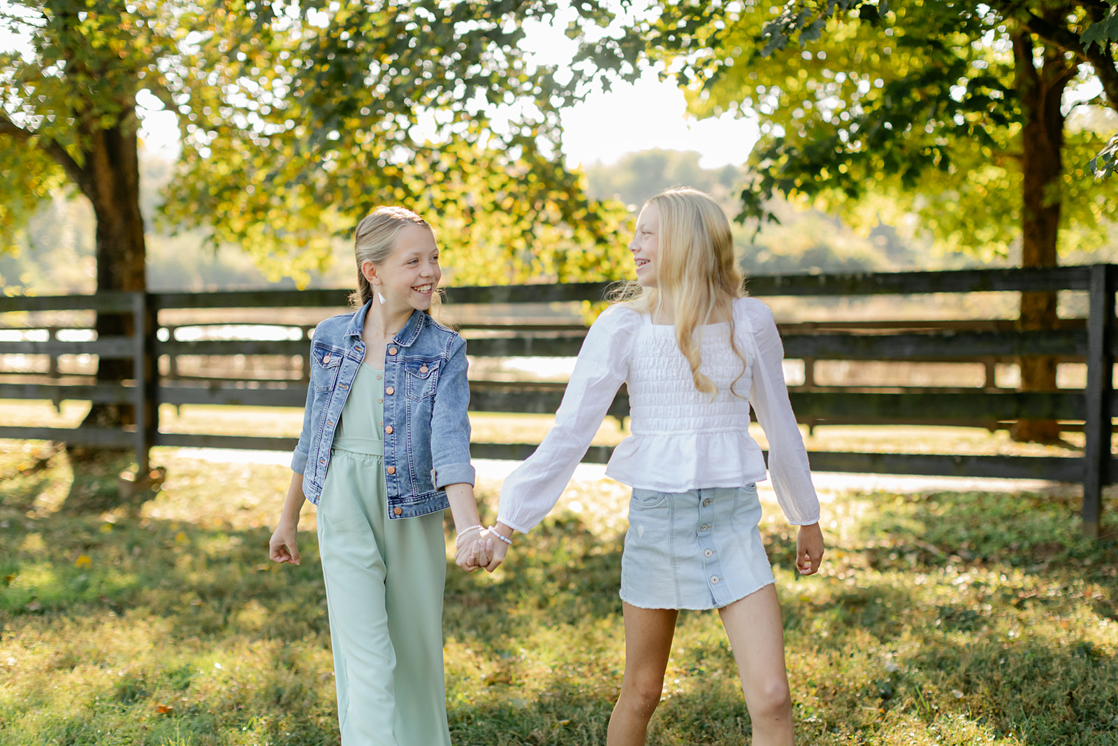 tween sisters during outdoor family photos