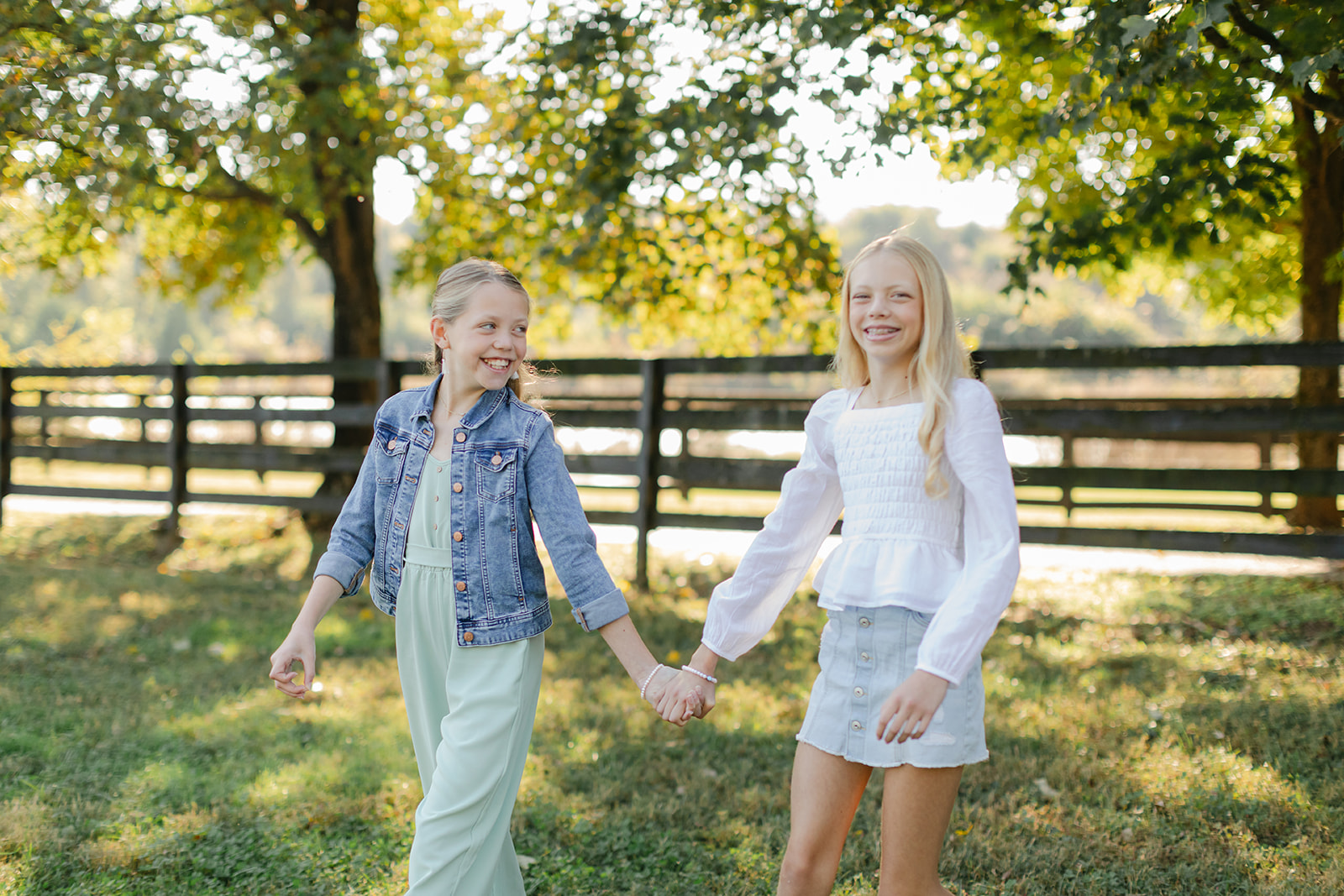 tween sisters during outdoor family photos