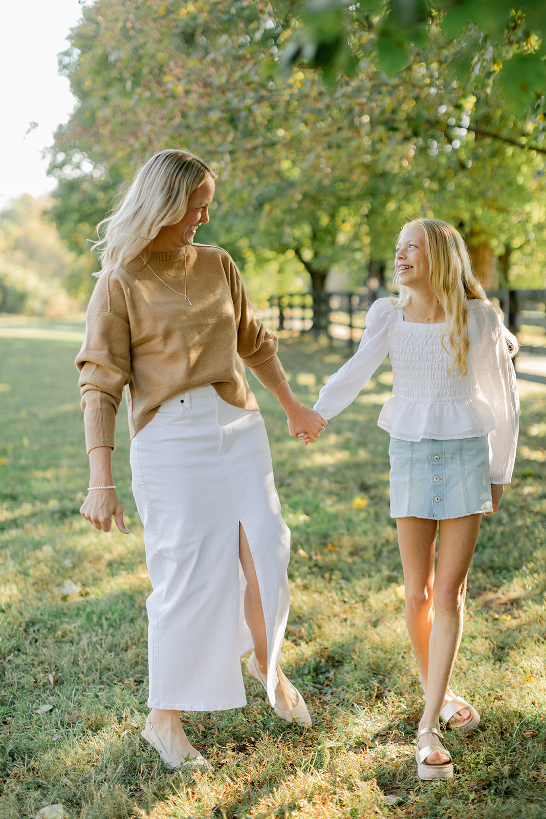 mom and tween (teenager) daughter during outdoor family photos