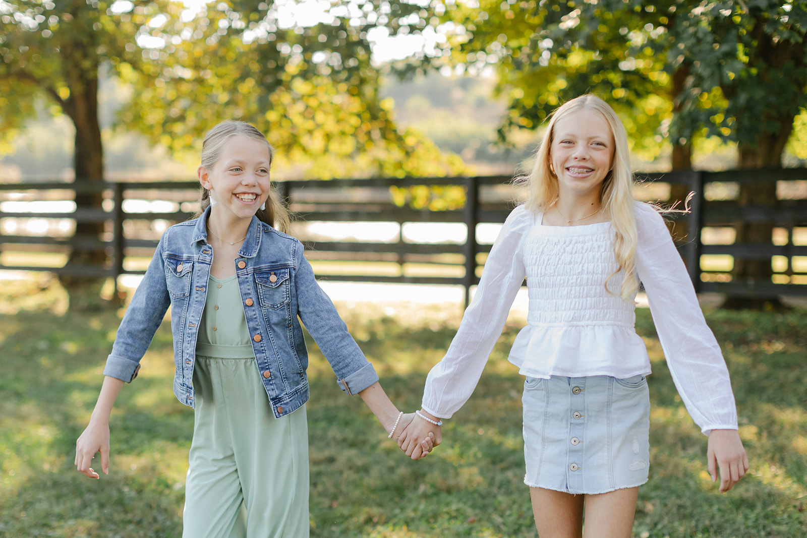 tween sisters during outdoor family photos