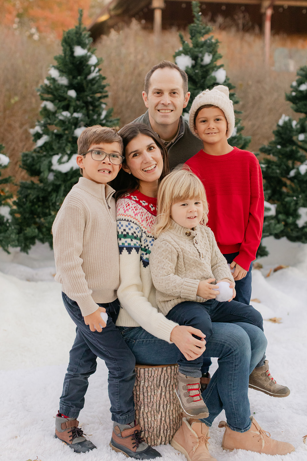 mom with her boys. christmas photo