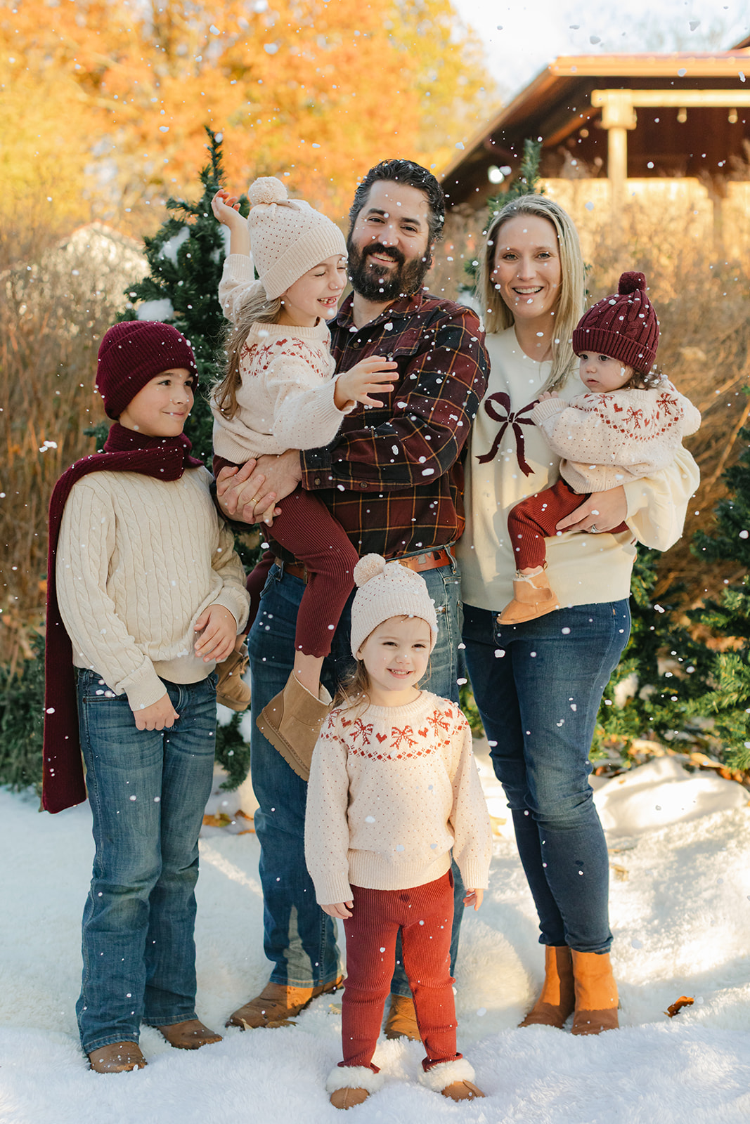 outdoor christmas family photo.
