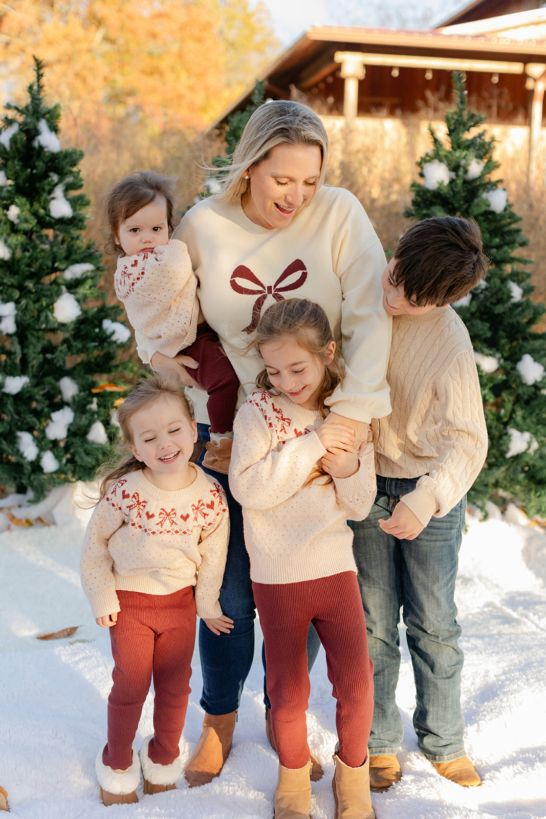 outdoor christmas family photo.